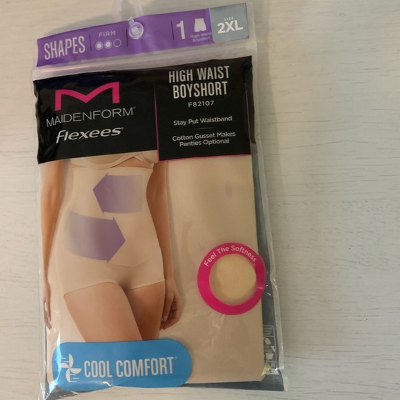 NWT Maidenform Woman's Flexees Cool Comfort Firm Hi Waist Boyshort Nude Size 2X - Picture 4 of 10